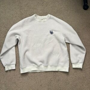 Vintage Uniis Design White fleece crewneck sweater with embroidered logo